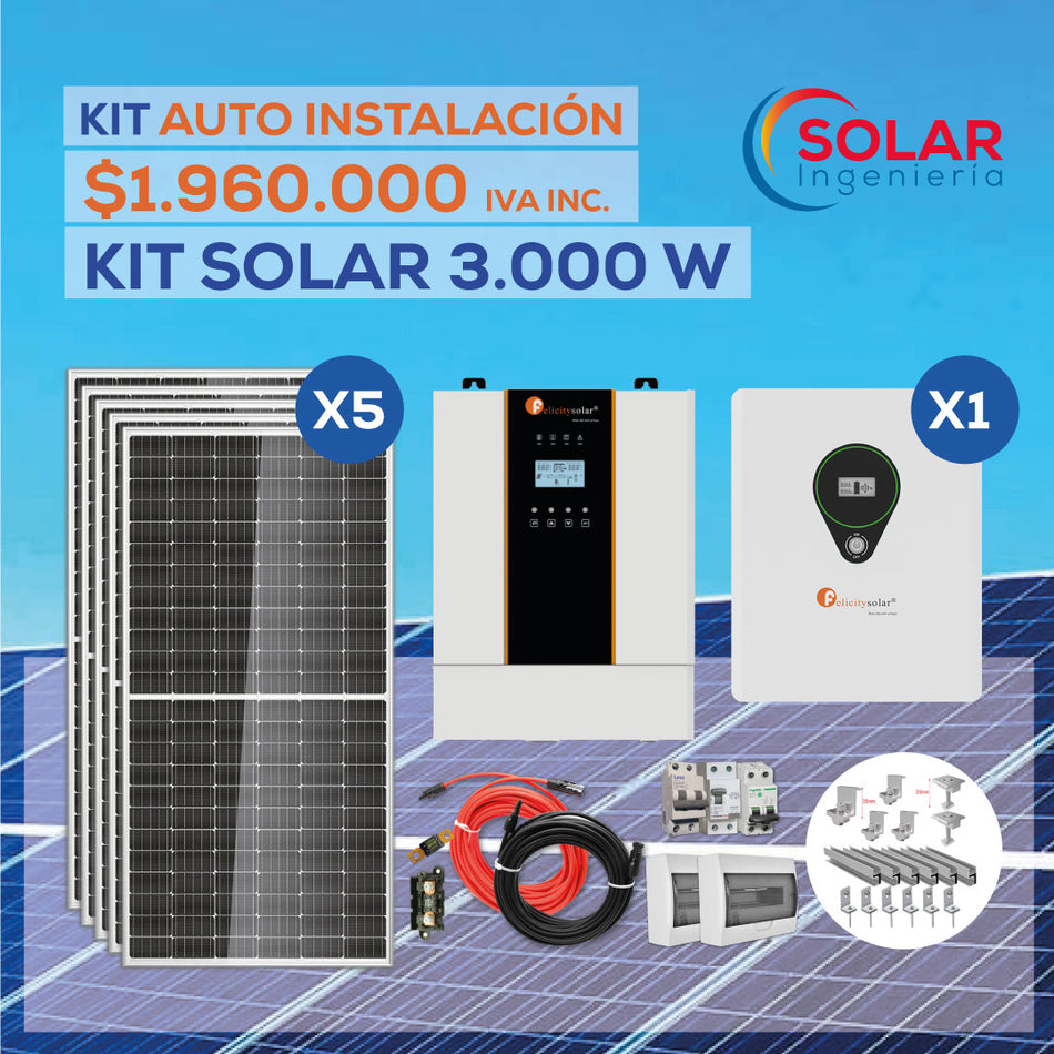 Kit Solar 3.000W, 5 paneles 590W con 1 batería de litio
