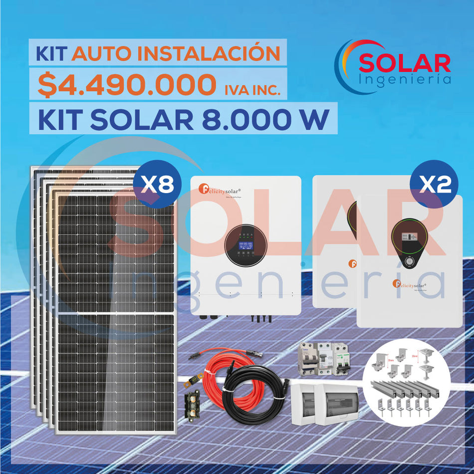 Kit Solar 8.000W, 8 paneles 590W con 2 batería de litio