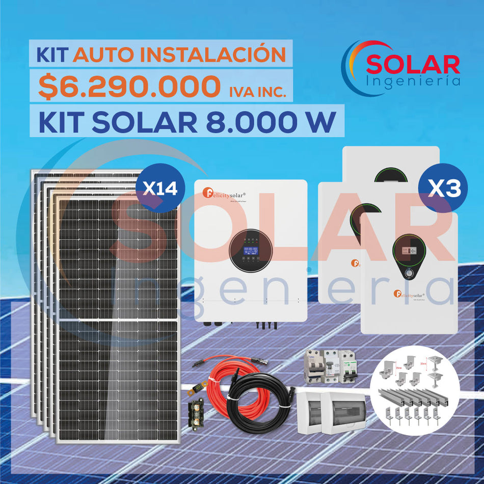 Kit Solar 8.000W, 14 paneles 590W con 3 batería de litio
